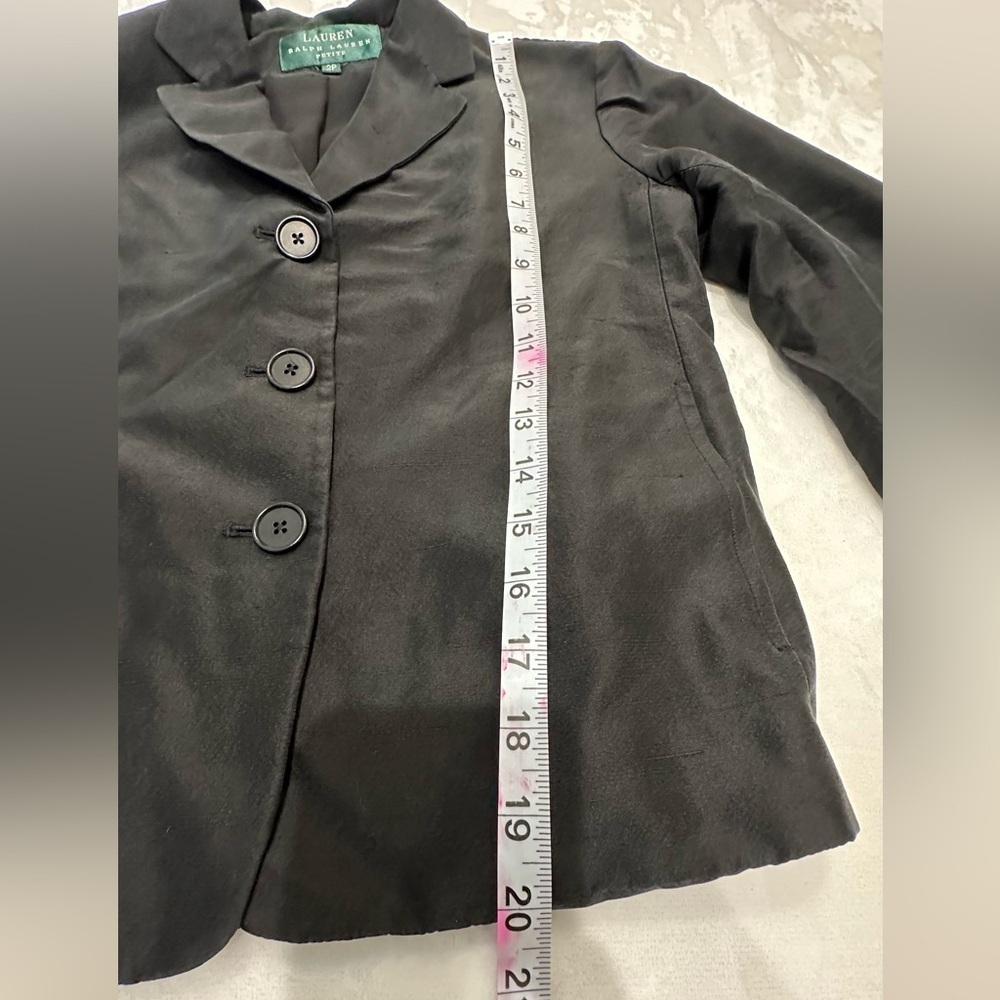 Lauren Ralph Lauren 100% Silk  Black Formal Blazer Tailored Design size 2 Petite - Picture 8 of 15